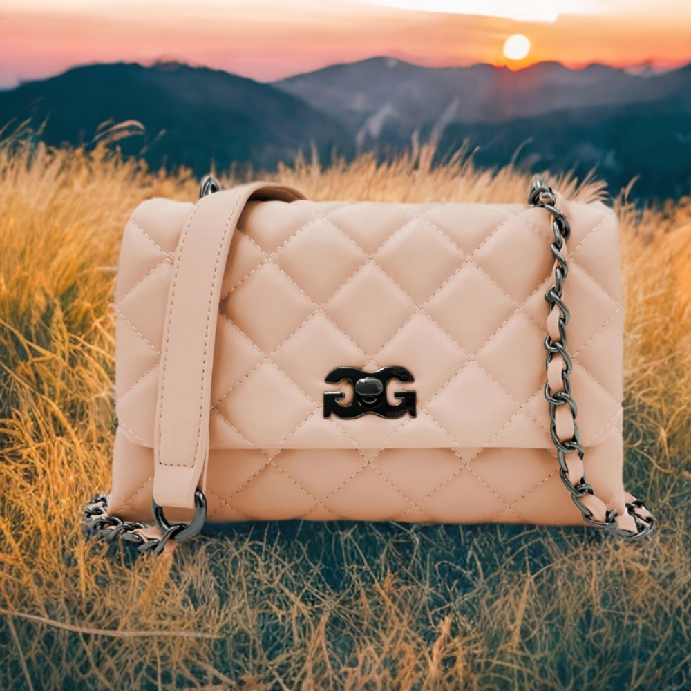 Gilda Paris Quilted Messenger Bag Medium Blush